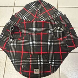 Plaid Dog Hoodie - Red and Black